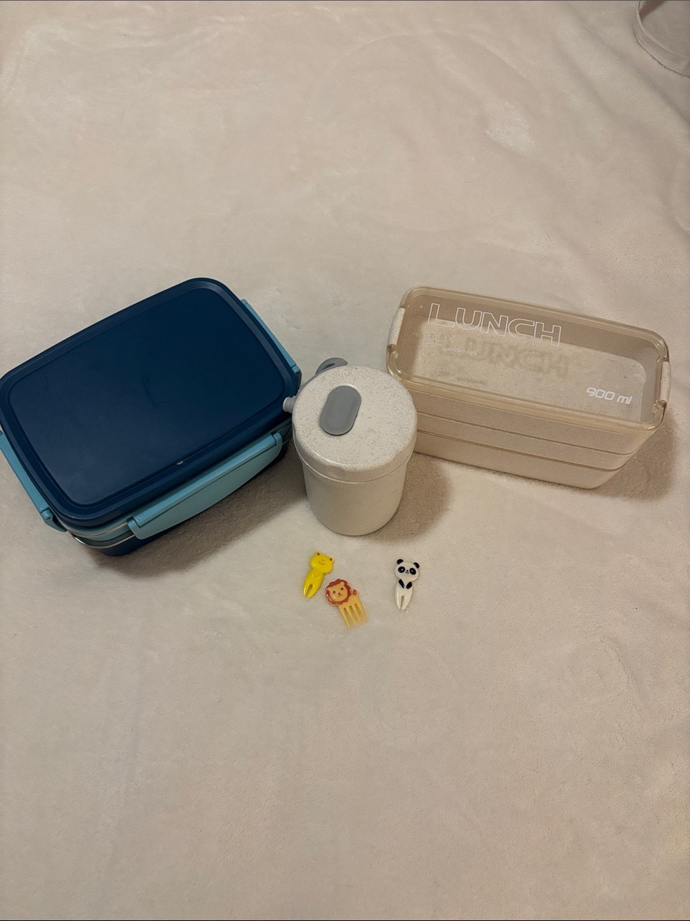 Bento Box lunch Set Blue & Teal Meal Prep Containers